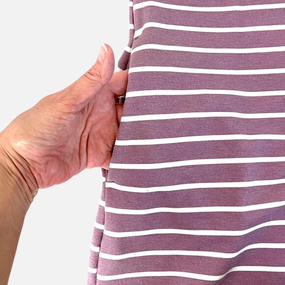 Womens 32 Degrees Cool Dress w/ Pockets Comfy Striped Short Sleeve V-Neck Sz L - Picture 7 of 14